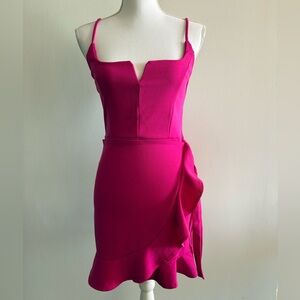 Lulu's Fuchsia Ruffle Mini Dress